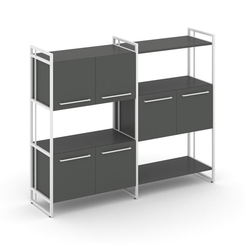 Rift Шкаф комбинированый RF.NS-004 Антрацит NEW/Металл Белый/Белый Ручки 1576*396*1286