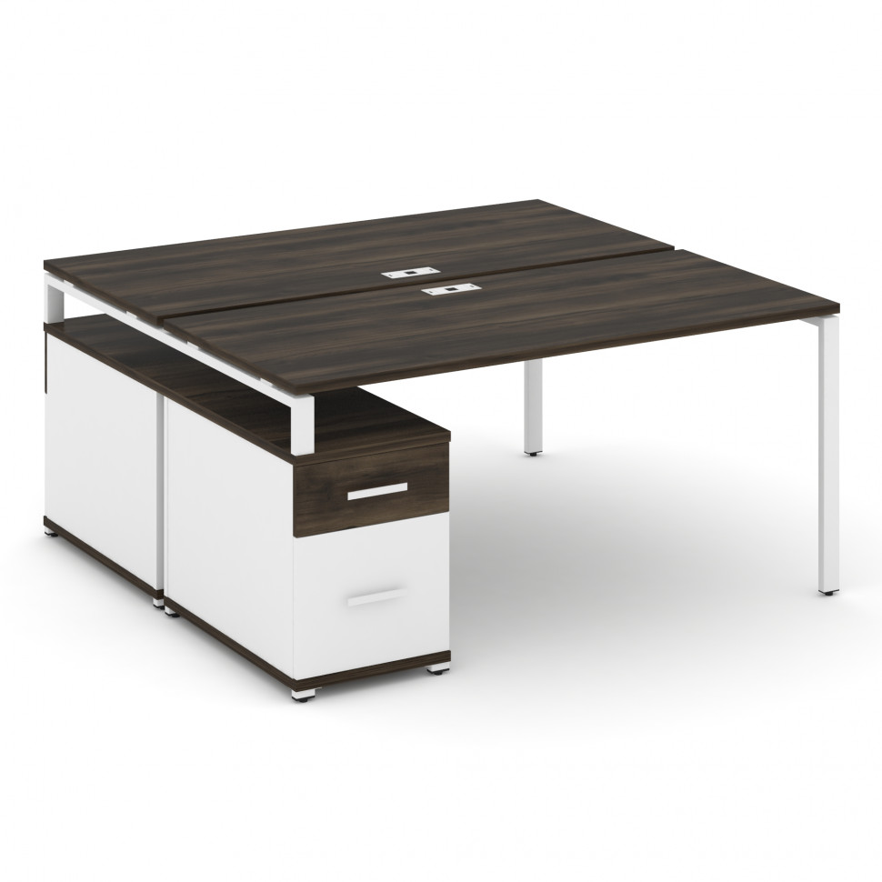 Concept Рабочая станция 2 места с двухсторонней опорной тумбой CN.DRS-308 W Дуб Мали/Белый Бриллиант