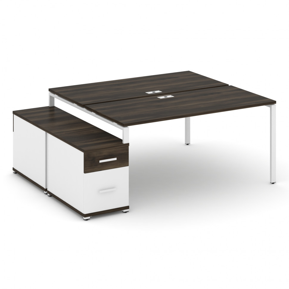 Concept Рабочая станция 2 места с двухсторонней опорной тумбой CN.DRS-308 W Дуб Мали/Белый Бриллиант