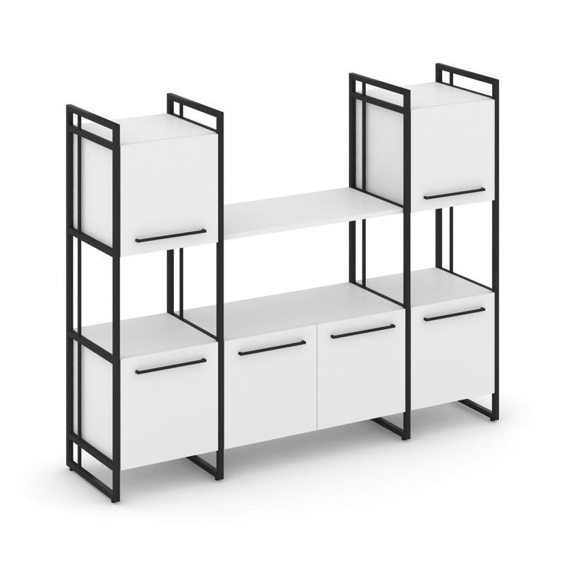 Rift Шкаф комбинированый RF.NS-002 Белый Бриллиант/Металл Черный/Черный Ручки 1598*396*1286