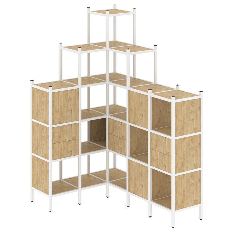 Loft Угловой внутренний стеллаж VR.L-43 Тиквуд Светлый/Металл Белый 1278*1694*2280 Loft Угловой внутренний стеллаж VR.L-43 Тиквуд Светлый/Металл Белый 1278*1694*2280