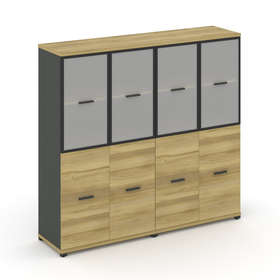 Concept Шкаф 2 широкие секции, 4 ниши CN.STS-422 RMB A Дуб Винченцо/Антрацит/Металл Антрацит/Сатин 1