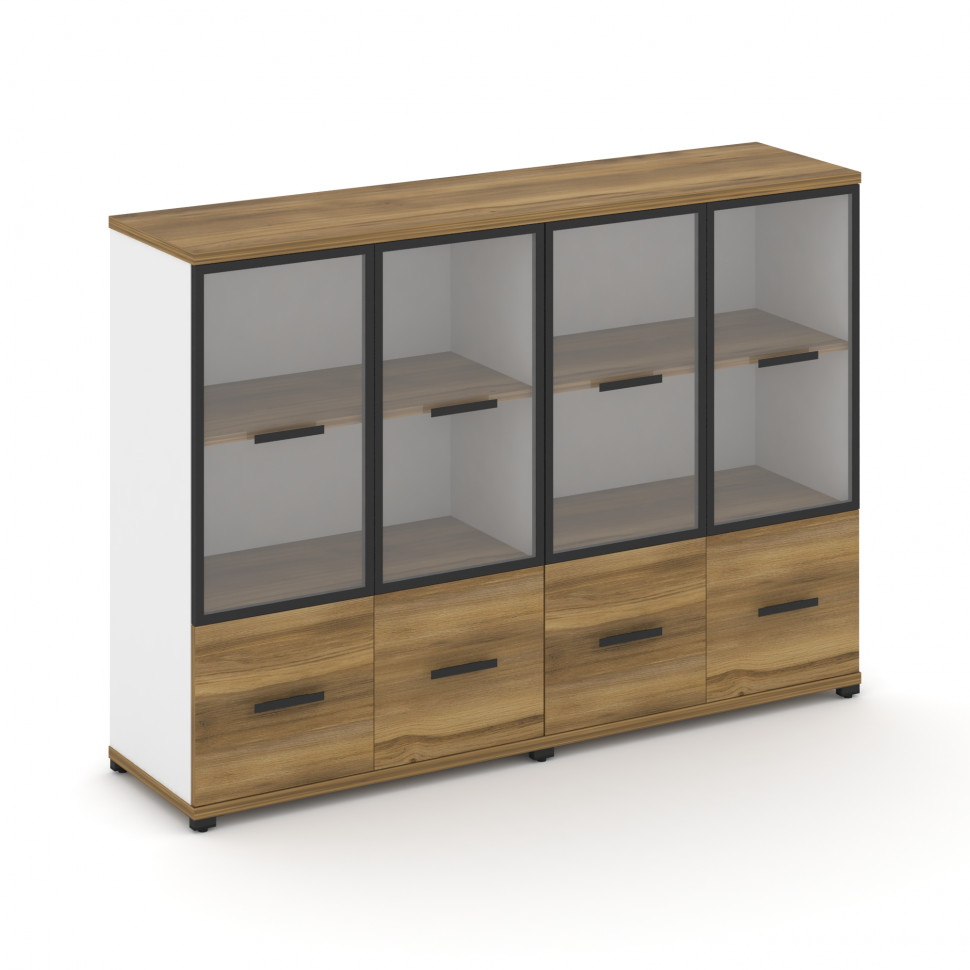 Concept Шкаф 2 широкие секции, 3 ниши CN.STS-322 RPB B Сандал Янтарный/Белый Бриллиант/Металл Черный