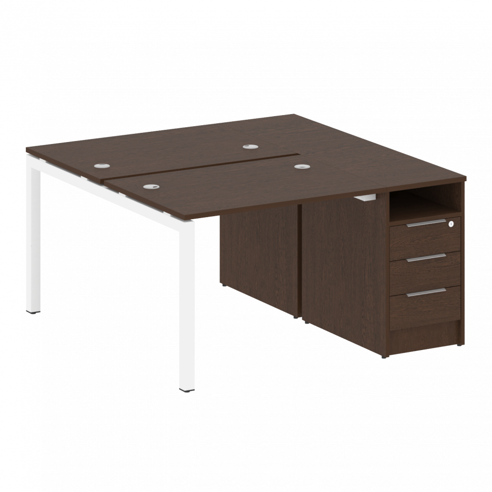 Metal System Quattro Рабочая станция с тумбой на П-образном м/к 50БП.РС-СТП-2.1 Венге Цаво/Металл Бе