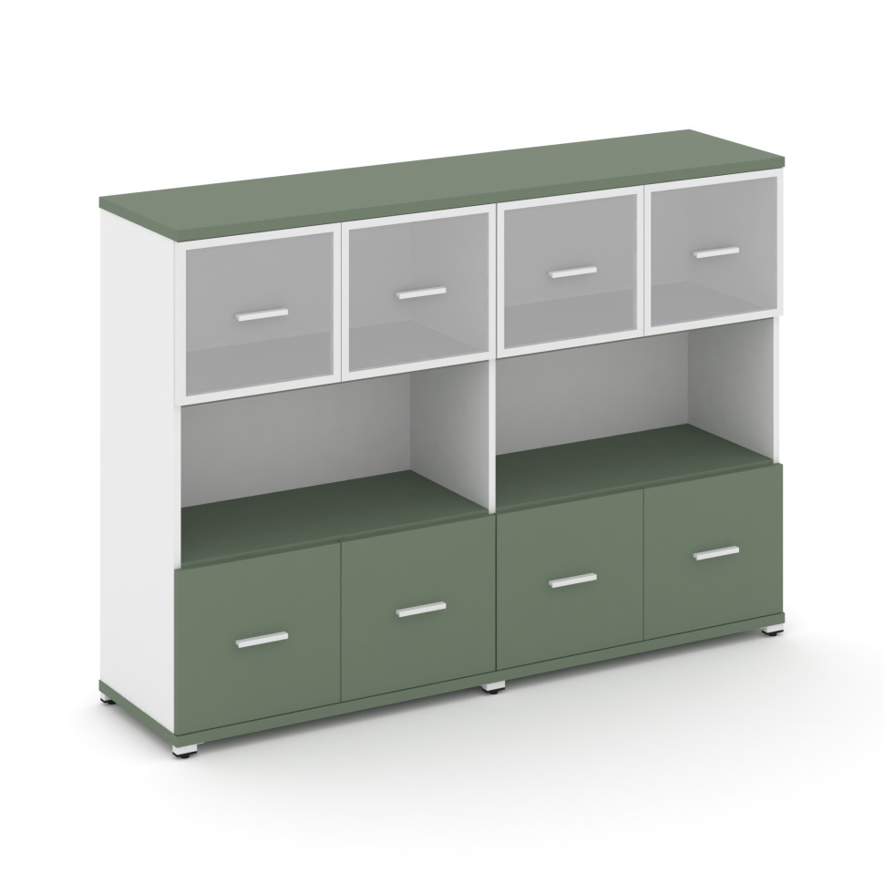 Concept Шкаф 2 широкие секции, 3 ниши CN.STS-325 RMW W Кобо/Белый Бриллиант/Металл Белый/Сатин 1668*