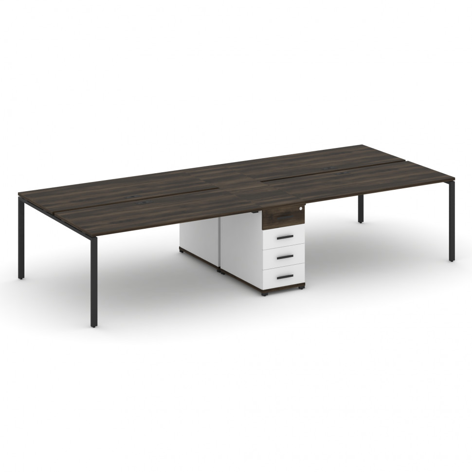 Concept Рабочая станция 4 места с 1 опорной тумбой CN.DRS-420 B Дуб Мали/Белый Бриллиант/Металл Черн