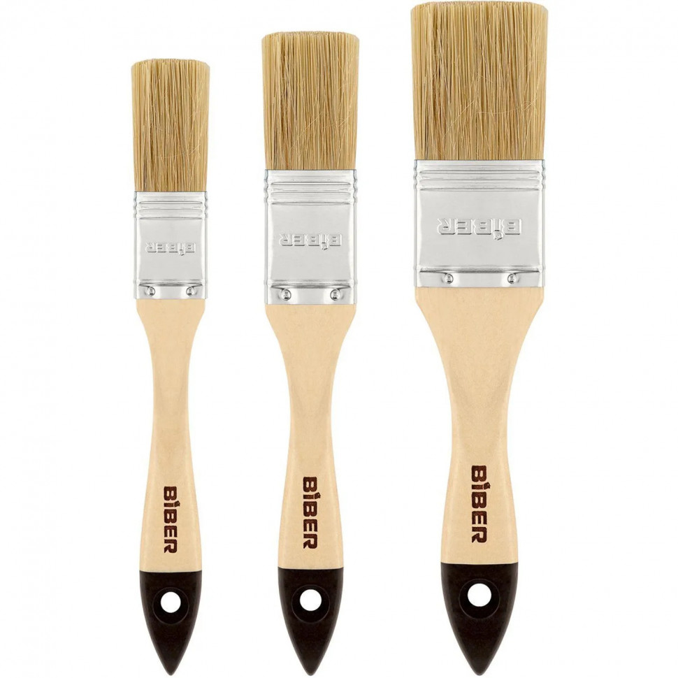 Набор кистей флейцевых БИБЕР 31401 натур щетина, 3 штуки, 20/25/38 мм СПб