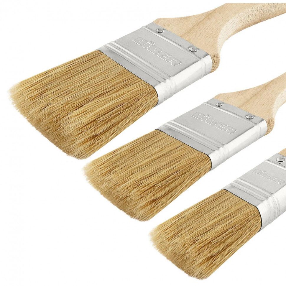 Набор кистей флейцевых БИБЕР 31401 натур щетина, 3 штуки, 20/25/38 мм СПб