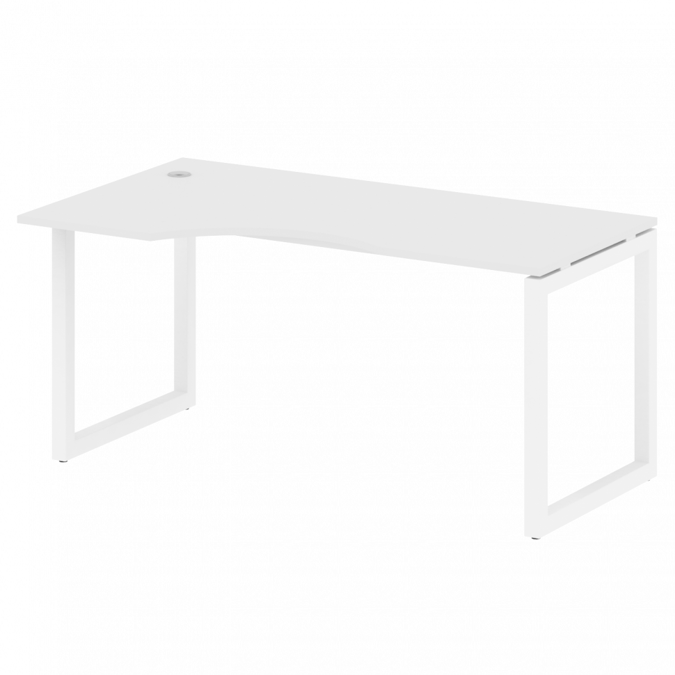 Metal System Quattro Стол криволинейный левый на О-образном м/к 50БО.СА-1 (L) Белый/Металл Белый 160