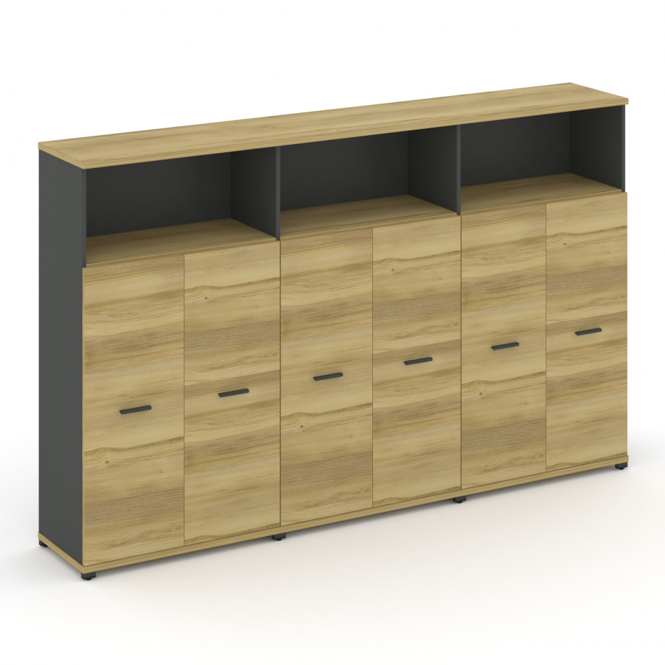 Concept Шкаф 3 широкие секции, 4 ниши CN.STS-433 A Дуб Винченцо/Антрацит/Металл Антрацит 2500*420*15