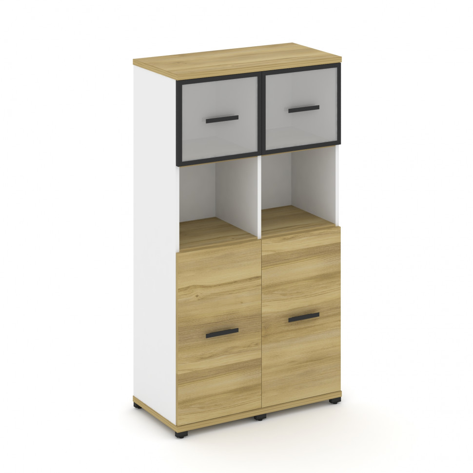 Concept Шкаф 2 узкие секции, 4 ниши CN.STU-425 RMB B Дуб Винченцо/Белый Бриллиант/Металл Черный/Сати