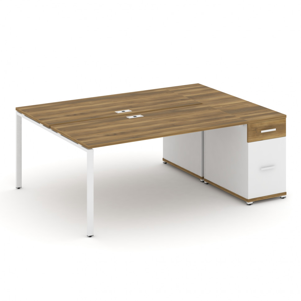 Concept Рабочая станция с 1 опорной тумбой CN.DRS-408 W Сандал Янтарный/Белый Бриллиант/Металл Белый