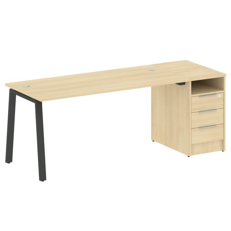 Metal System Рабочая станция с тумбой на А-образном м/к БА.РС-СТП-1.4 Акация Лорка/Металл Антрацит 2