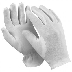 Перчатки хлопчатобумажные MANIPULA "Атом", КОМПЛЕКТ 12 пар, размер 7 (S), белые, ТТ-44