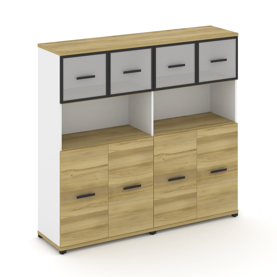 Concept Шкаф 2 широкие секции, 4 ниши CN.STS-425 RMB B Дуб Винченцо/Белый Бриллиант/Металл Черный/Са Concept Шкаф 2 широкие секции, 4 ниши CN.STS-425 RMB B Дуб Винченцо/Белый Бриллиант/Металл Черный/Са