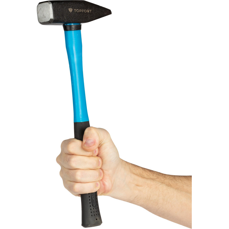 Молоток 1000 г TOPFORT из углеродистой стали, фибергласовая рукоятка