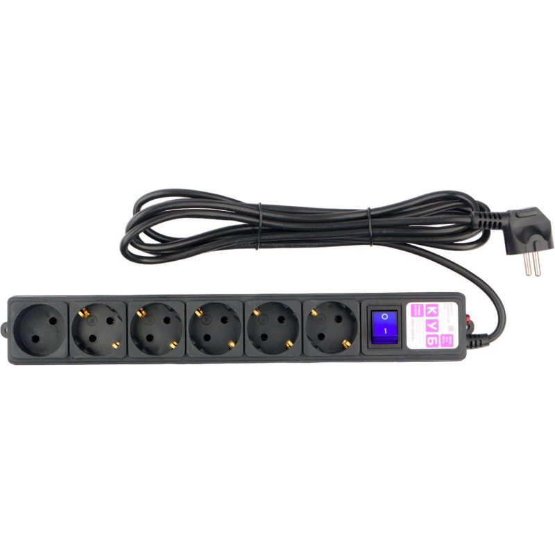 Сетевой фильтр Power Cube 3м 6 розеток, 16А/3,5кВт, провод 3x1,0