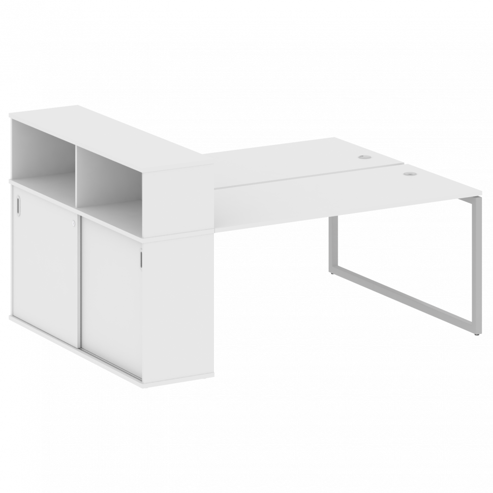 Metal System Quattro Рабочая станция с шкафом-купе на О-образном м/к 40БО.РС-СШК-2.4 Т Белый/Металл Metal System Quattro Рабочая станция с шкафом-купе на О-образном м/к 40БО.РС-СШК-2.4 Т Белый/Металл