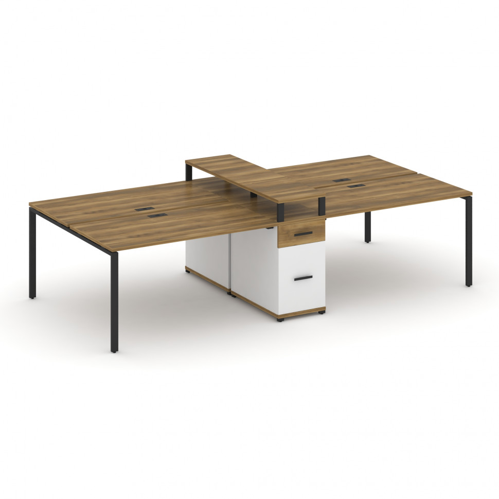 Concept Рабочая станция 4 места с 1 опорной тумбой CN.DRS-439 B Сандал Янтарный/Белый Бриллиант/Мета Concept Рабочая станция 4 места с 1 опорной тумбой CN.DRS-439 B Сандал Янтарный/Белый Бриллиант/Мета