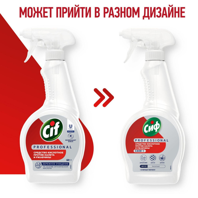 Средство для сантехники Сиф профессиональное кисл. от ржав и нал. 500мл т/р