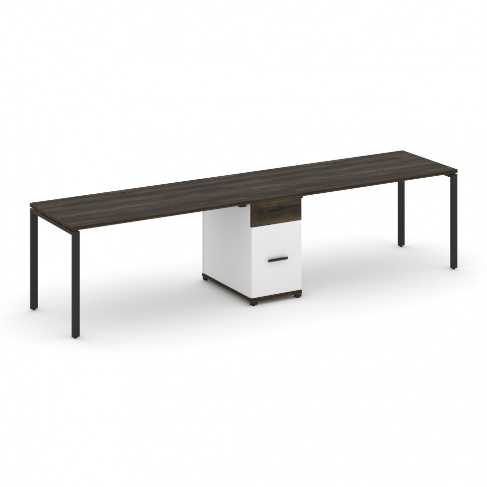 Concept Рабочая станция 2 места с 1 опорной тумбой CN.ORS-407 B Дуб Мали/Белый Бриллиант/Металл Черн