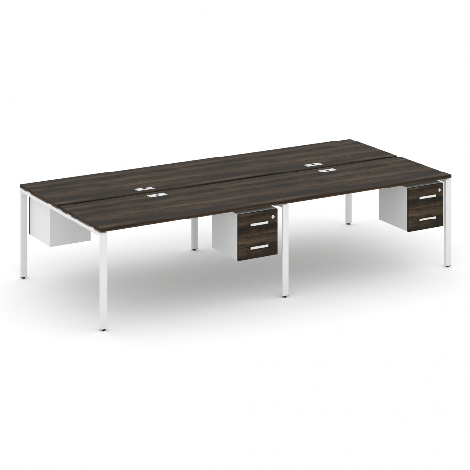 Concept Рабочая станция двухсторонняя с подвесными тумбами на 4 места CN.DRS-136 W Дуб Мали/Белый Бр