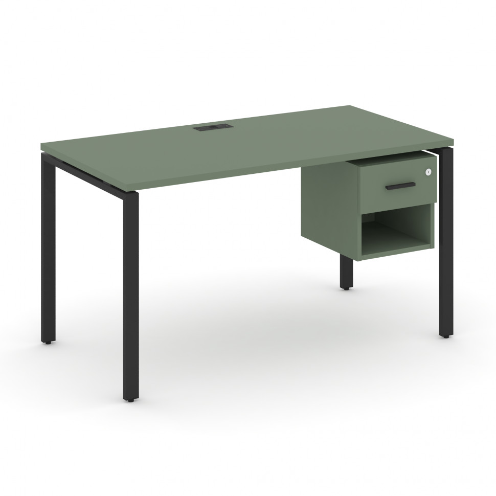 Concept Стол рабочий с подвесной тумбой 1 открытой нишей и одним ящ. CN.SP-120 B Кобо/Металл Черный