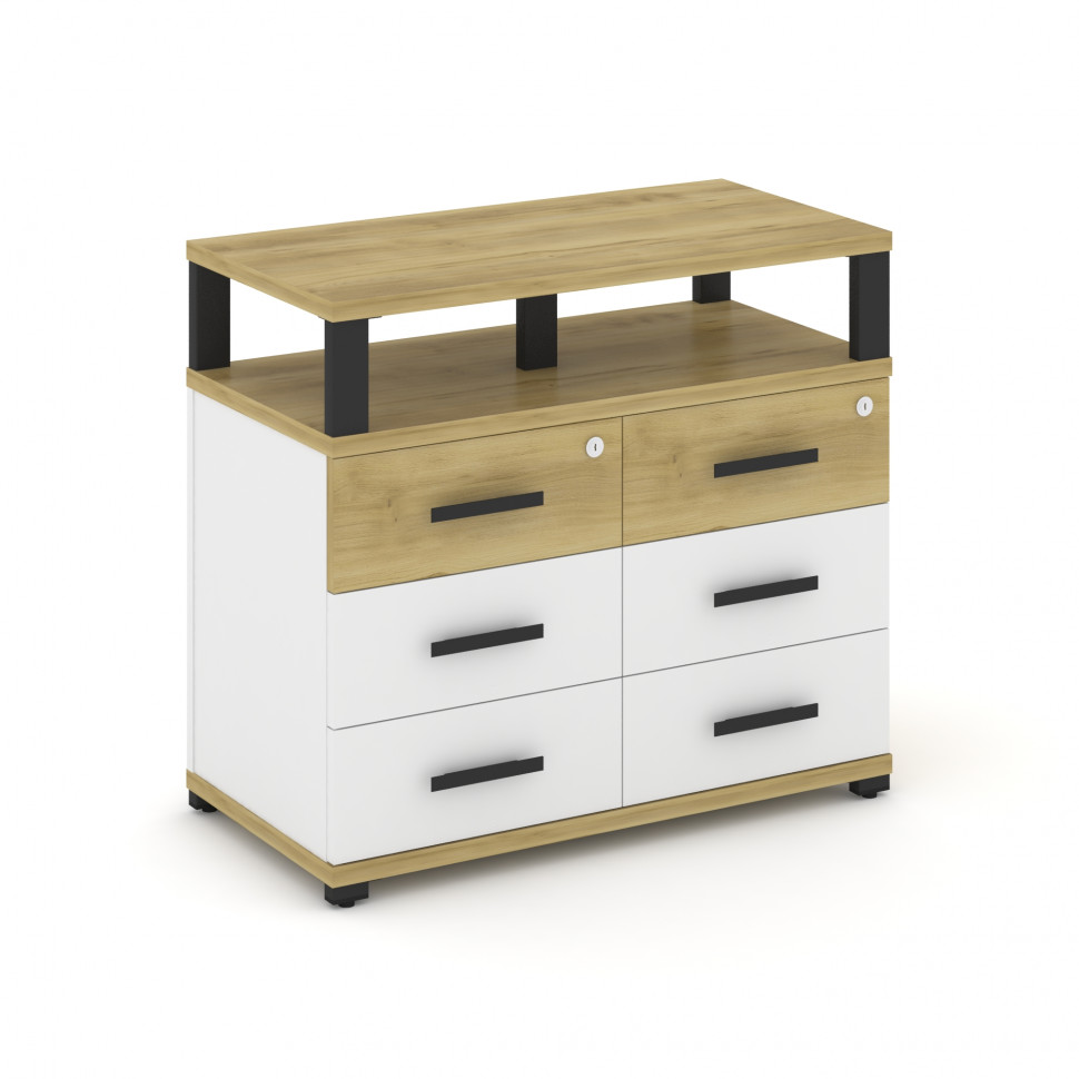 Concept Тумба приставная широкая 6 ящ. с надставкой широкой CN.TSP-009 B Дуб Винченцо/Белый Бриллиан Concept Тумба приставная широкая 6 ящ. с надставкой широкой CN.TSP-009 B Дуб Винченцо/Белый Бриллиан