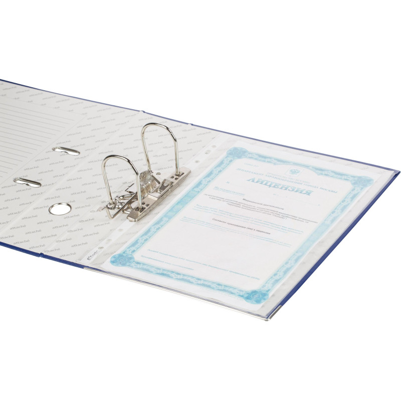 Папка-регистратор 75мм Attache А4, темно-синияя, тиснение кожа,метал. угол