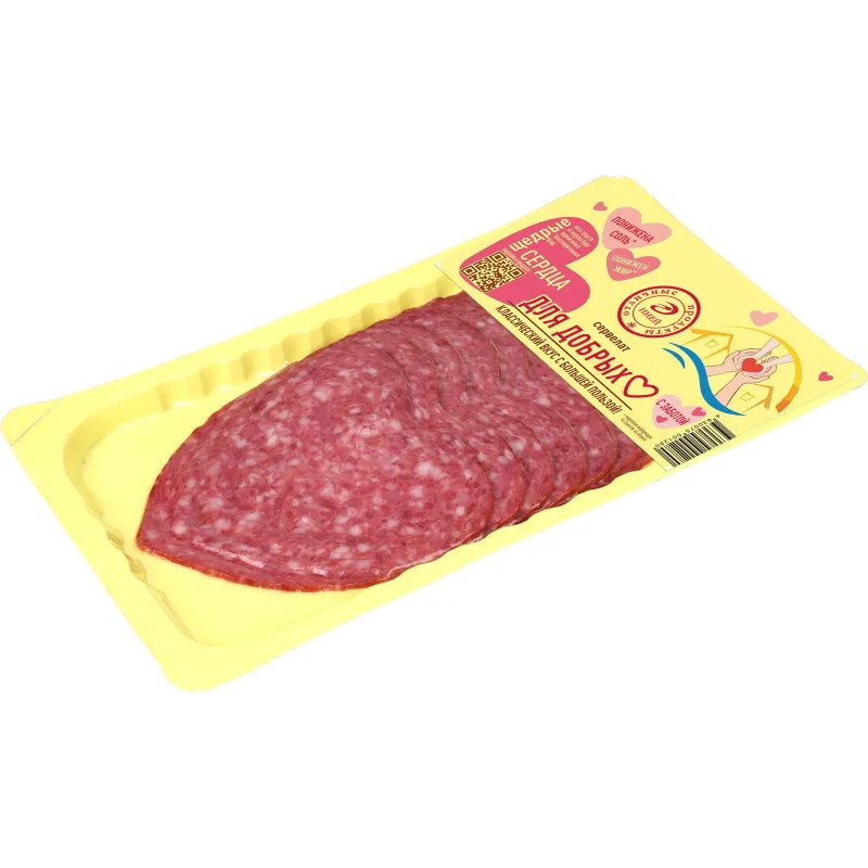 Сервелат Иней в форма сердце в/к, нарезка скин в/у, 120г
