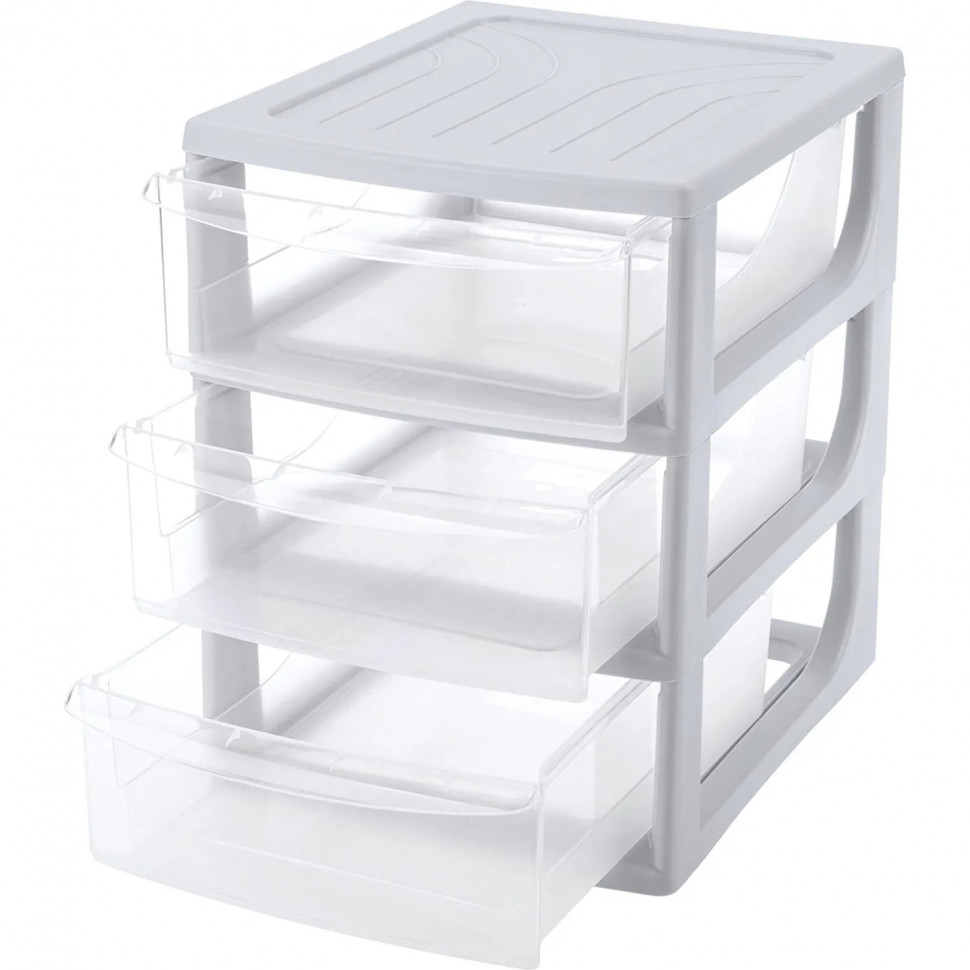 Бокс с выдвижными лотками А5 195х254х264мм 3выдв.отд, светло-сер. 433223730