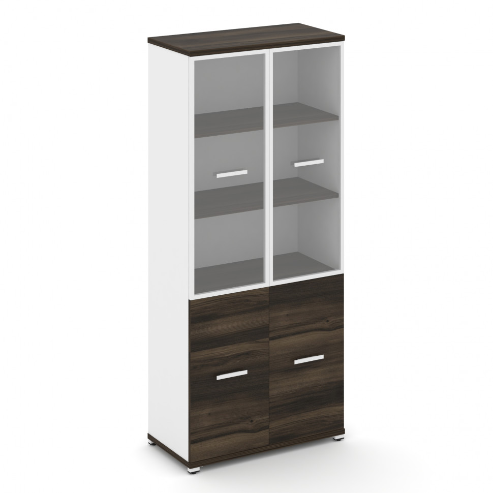 Concept Шкаф 1 широкая секция, 5 ниш CN.STS-512 RPW W Дуб Мали/Белый Бриллиант/Металл Белый/Прозрачн