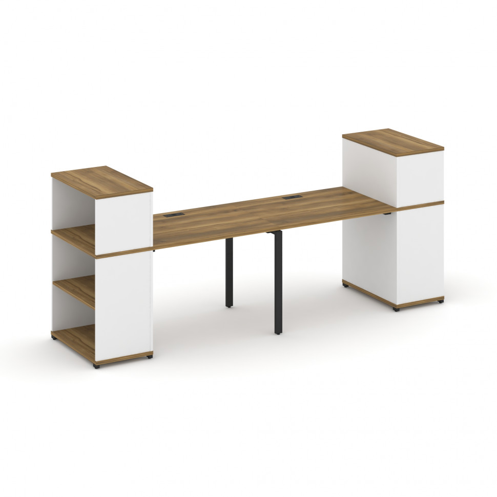 Concept Рабочая станция с опорными стеллажами с надставкой низ. CN.ORS-209 Сандал Янтарный/Белый Бри