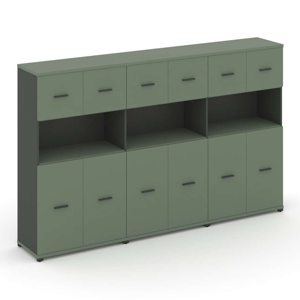 Concept Шкаф 3 широкие секции, 4 ниши CN.STS-435 A Кобо/Антрацит/Металл Антрацит 2500*420*1554