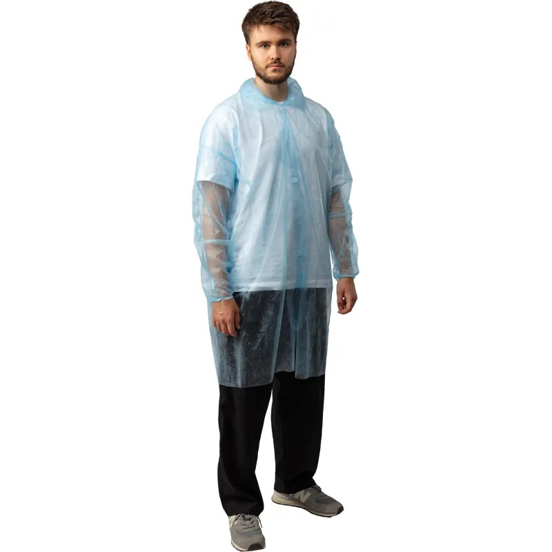 Халат н/с процед, рук.рез, на липуч, XXL, дл.110см, пл 17, голуб, 10шт/уп