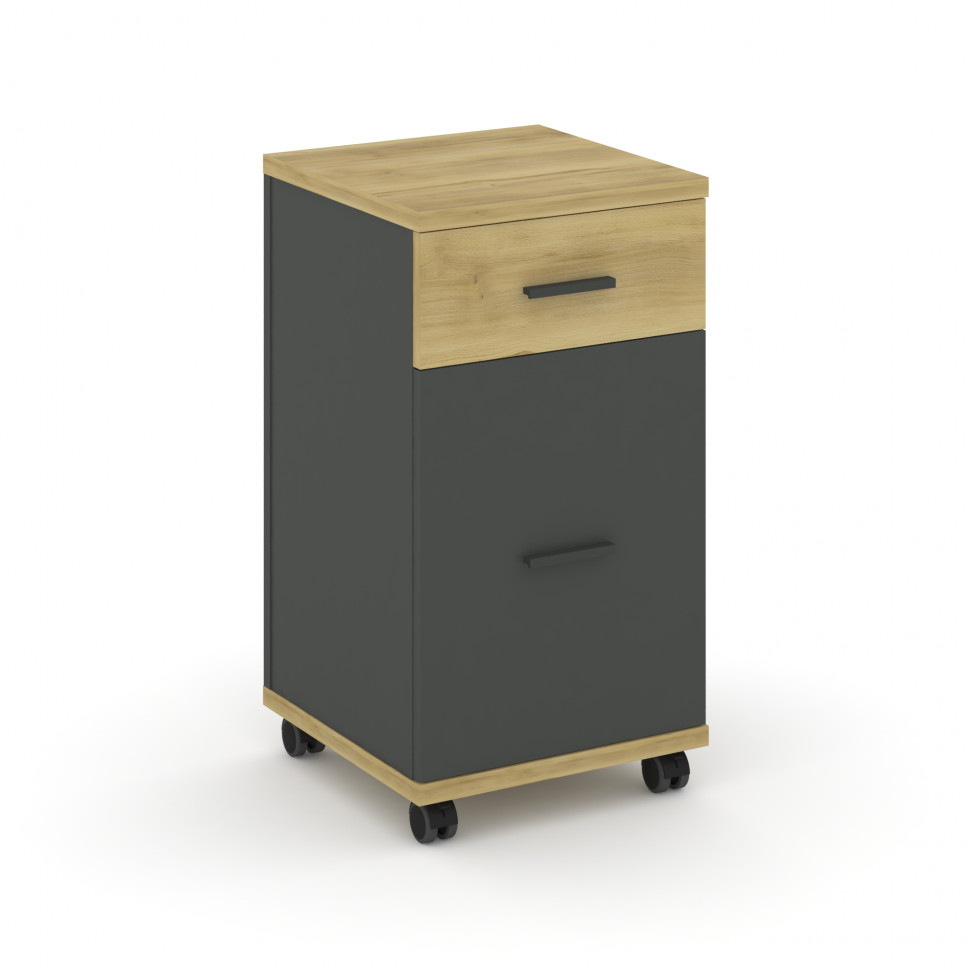Concept Тумба мобильная 1 ящ.+1 распаш. фасад CN.TUM-011 A Дуб Винченцо/Антрацит/Металл Антрацит 420 Concept Тумба мобильная 1 ящ.+1 распаш. фасад CN.TUM-011 A Дуб Винченцо/Антрацит/Металл Антрацит 420