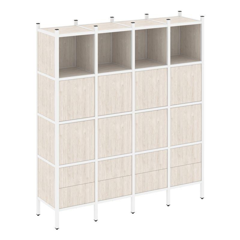 Loft Прямой стеллаж VR.L-09 Денвер Светлый/Металл Белый 1694*446*1869 Loft Прямой стеллаж VR.L-09 Денвер Светлый/Металл Белый 1694*446*1869