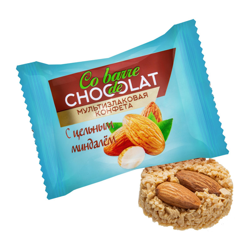 Конфеты Co barre de Chocolat шоколадные мультизл. с цельным миндалем, 200г