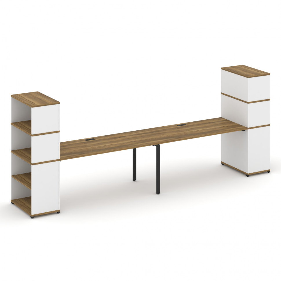 Concept Рабочая станция с опорными стеллажами с надставкой выс. CN.ORS-216 Сандал Янтарный/Белый Бри Concept Рабочая станция с опорными стеллажами с надставкой выс. CN.ORS-216 Сандал Янтарный/Белый Бри