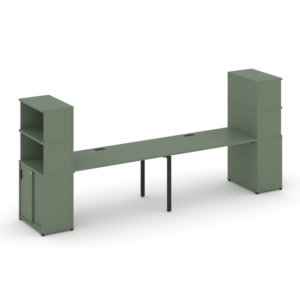 Concept Рабочая станция с опорными шкафом-купе с надставкой выс. CN.ORS-241 B Кобо/Металл Черный 280