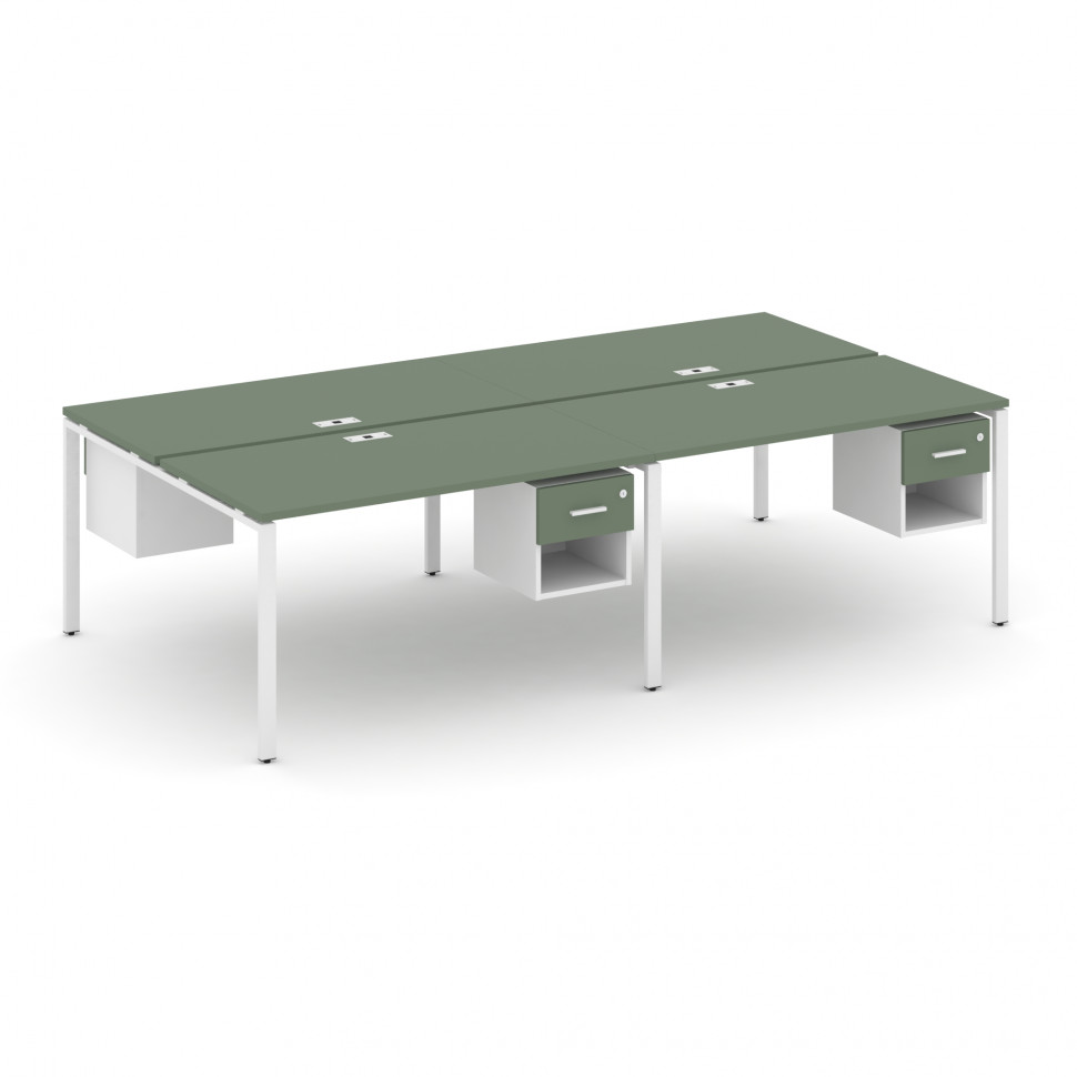 Concept Рабочая станция двухсторонняя с подвесными тумбами на 4 места CN.DRS-138 W Кобо/Белый Брилли