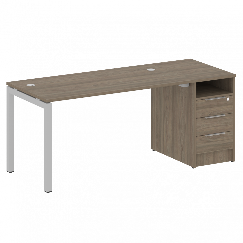 Metal System Quattro Рабочая станция с тумбой на П-образном м/к 50БП.РС-СТП-1.3 Вяз Благородный/Мета Metal System Quattro Рабочая станция с тумбой на П-образном м/к 50БП.РС-СТП-1.3 Вяз Благородный/Мета