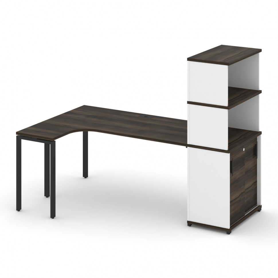 Concept Стол эргономичный с опорным шкафом-купе с надставкой выс.  CN.SA-222(L) B Дуб Мали/Белый Бри