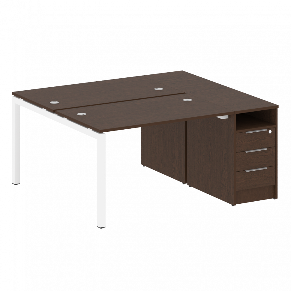 Metal System Quattro Рабочая станция с тумбой на П-образном м/к 50БП.РС-СТП-2.2 Венге Цаво/Металл Бе