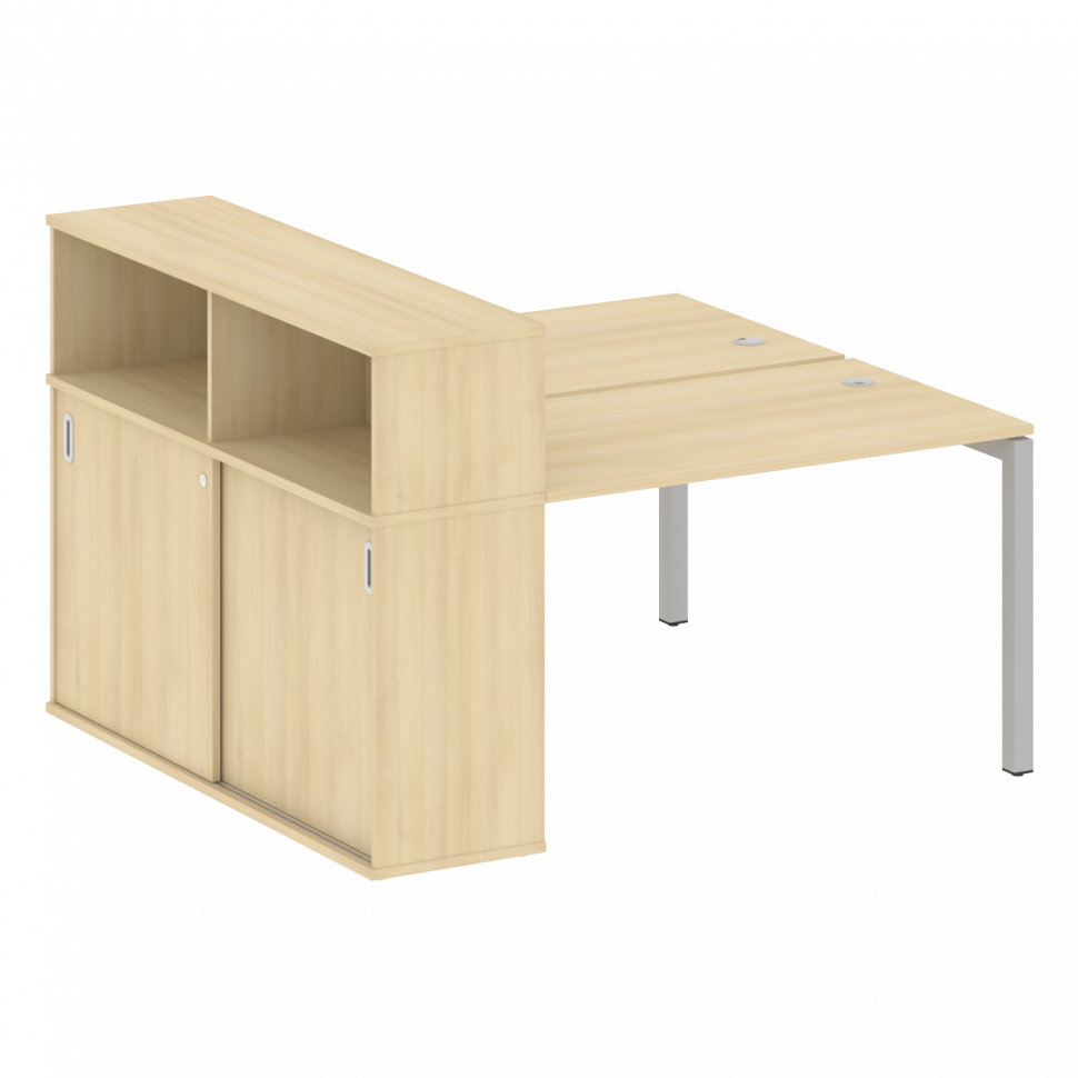 Metal System Quattro Рабочая станция с шкафом-купе на П-образном м/к 50БП.РС-СШК-2.2 Т Акация Лорка/