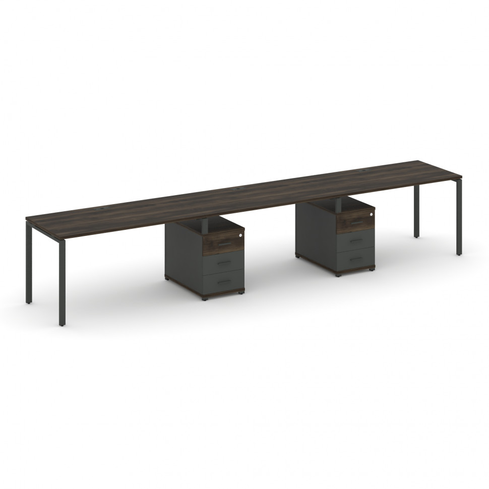 Concept Рабочая станция 3 места с 2 опорными тумбами CN.ORS-336 A Дуб Мали/Антрацит/Металл Антрацит