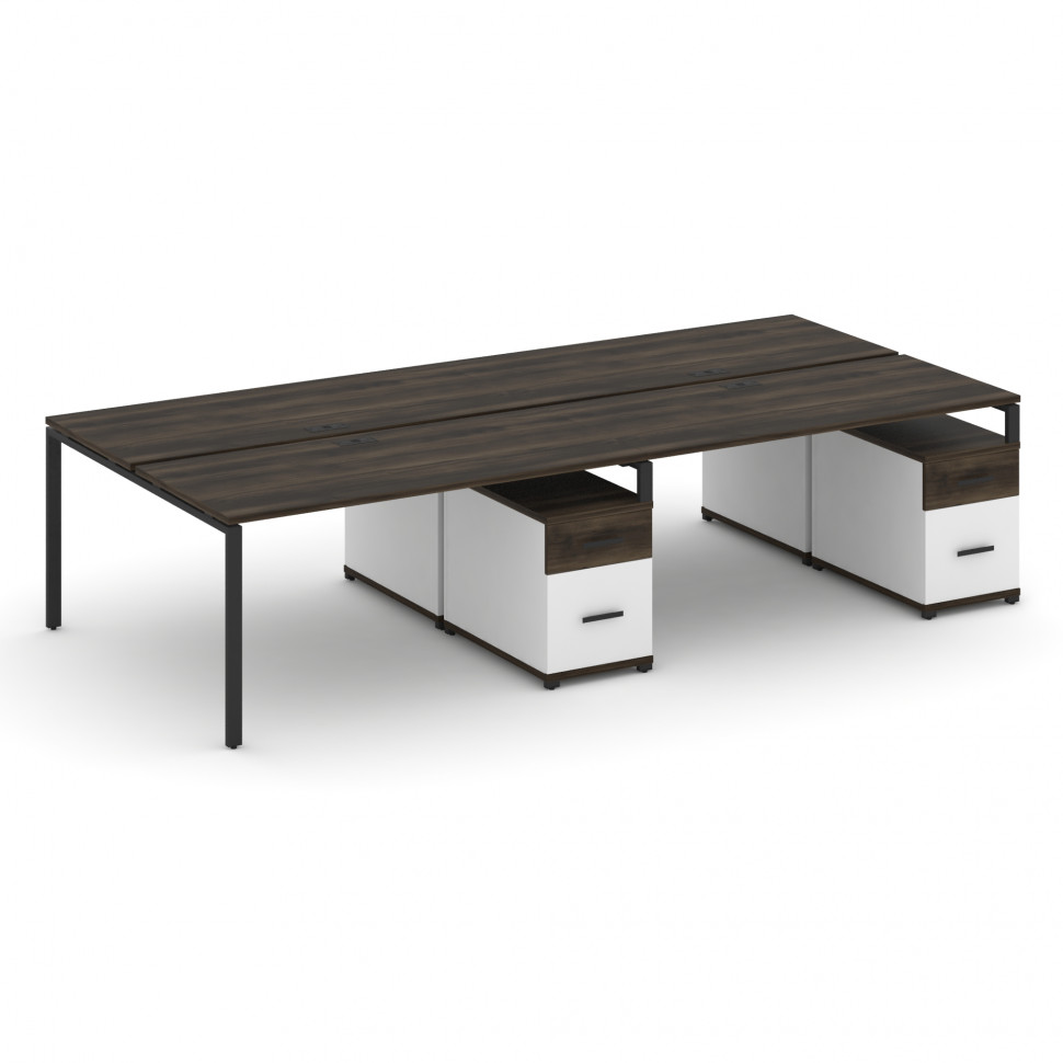 Concept Рабочая станция 4 места с 2 двухсторонними опорными тумбами CN.DRS-324 B Дуб Мали/Белый Брил Concept Рабочая станция 4 места с 2 двухсторонними опорными тумбами CN.DRS-324 B Дуб Мали/Белый Брил