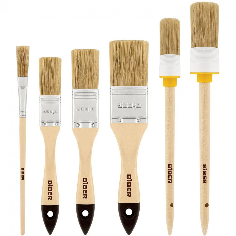 Набор кистей БИБЕР 31403 натуральная щетина, 6 штук СПб