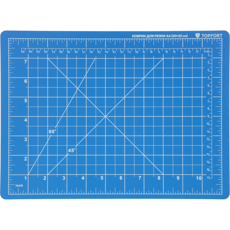 Коврик для резки TOPFORT 5ти-слойный А4 (30х22см),2х-сторонний,синий