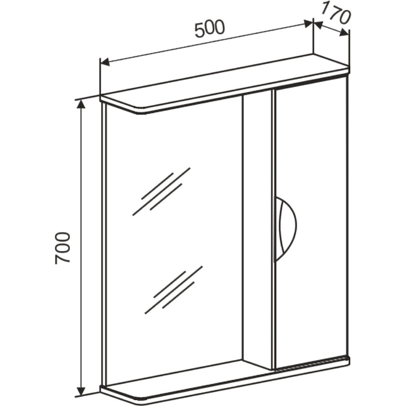 Зеркало TZ_Афина 50 со шкафом, универсальное, белое